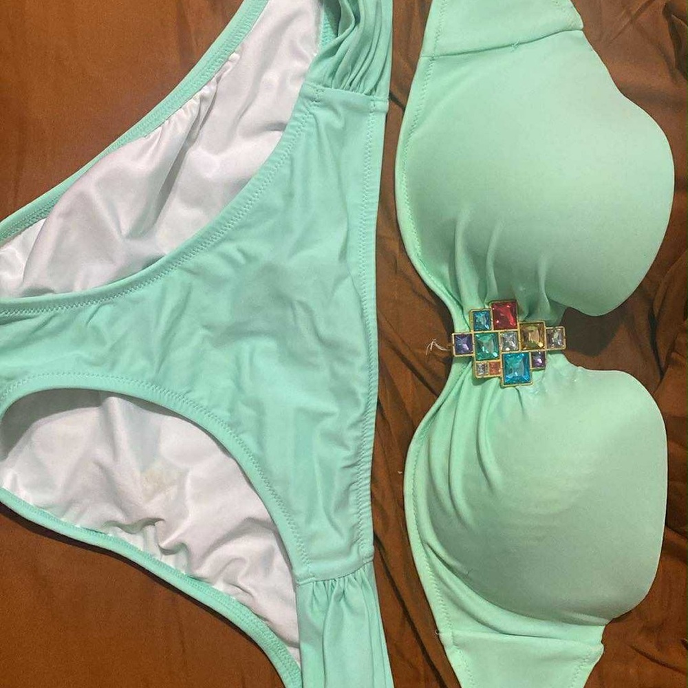 Mint Green Bikini with Jewel Accent